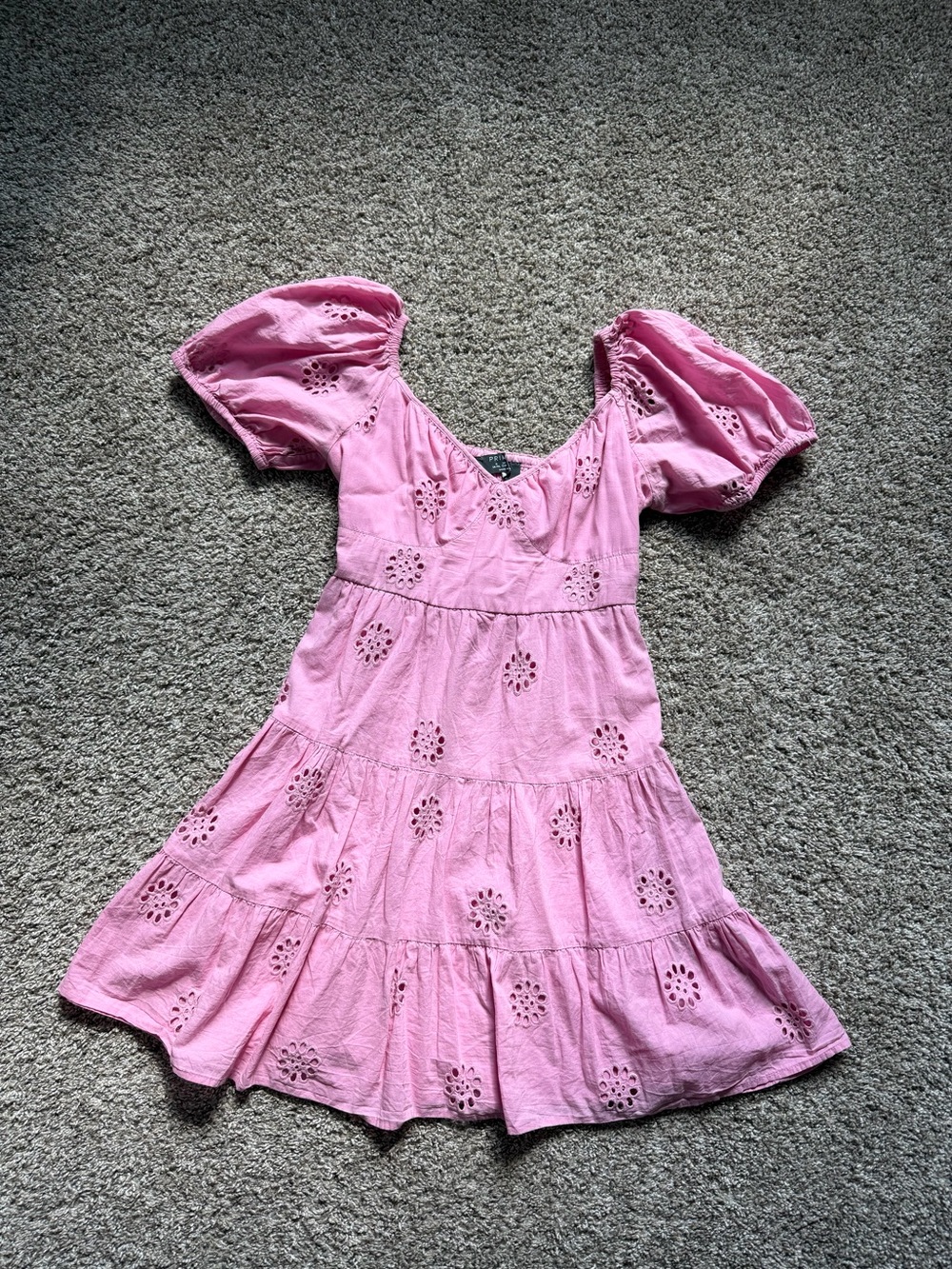 Pink Eyelet Tiered Dress